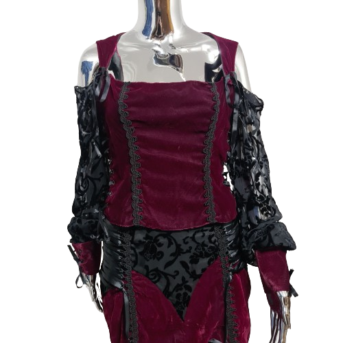 Pre-loved - LIP SERVICE "Requiem For The Dead" Burgundy Bodice and Skirt |  Haus Noir